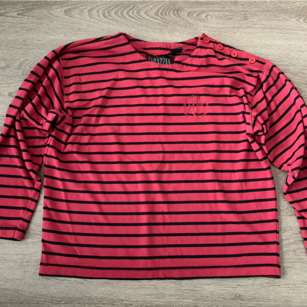 Tarazzia Red & Black Striped Long Sleeve Size M